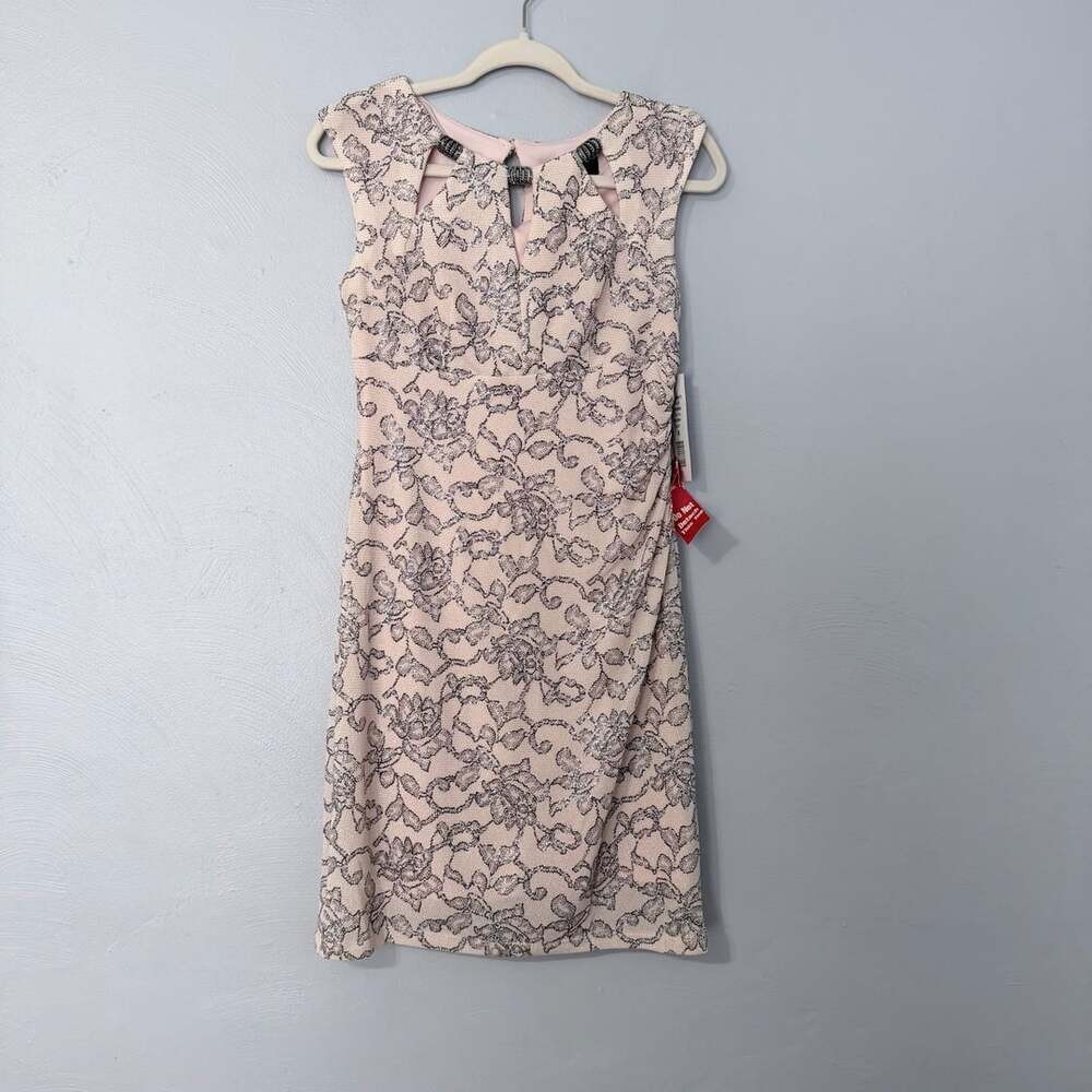 Scarlett Metallic Floral Lace Sleeveless Cocktail Dress w/ Cutout Detail 6